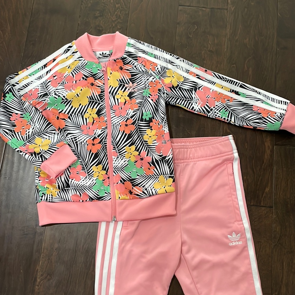 Adidas Girls Tropical Floral Track Suit